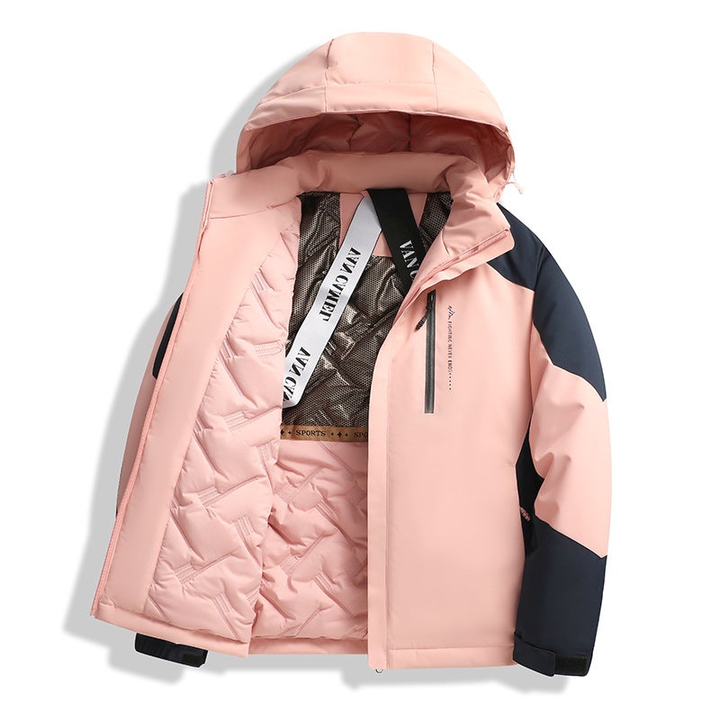 Couple'S Cotton-Padded Coat Graphene Self-Heating Cotton-Padded Coat Men'S Coat Cotton-Padded Coat Loose Collar Color Matching Thickened Overalls Cotton-Padded Coat - Image 5